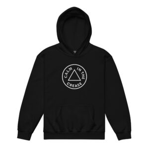 the calm classic – light text (youth heavy blend hoodie)