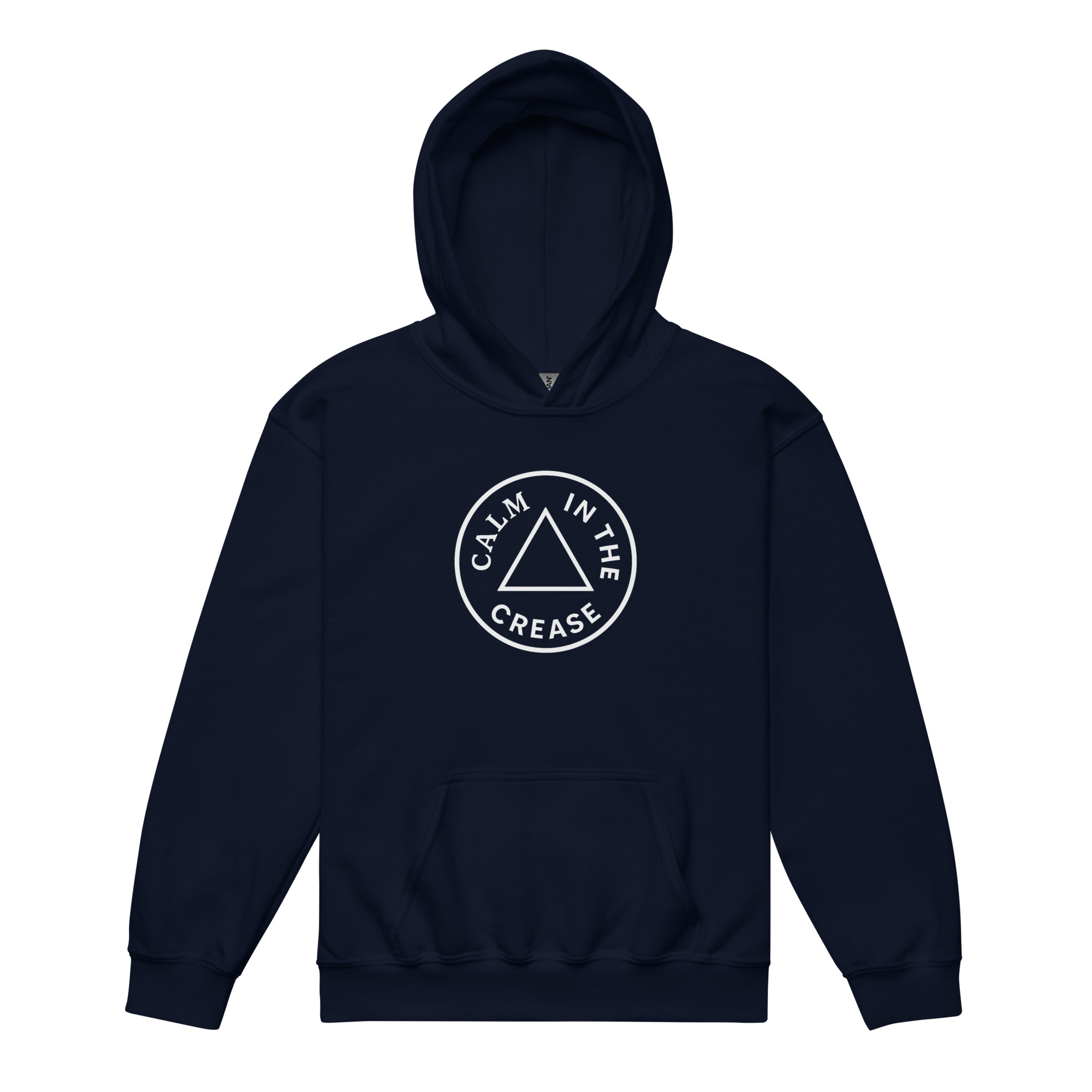 the calm classic – light text (youth heavy blend hoodie)